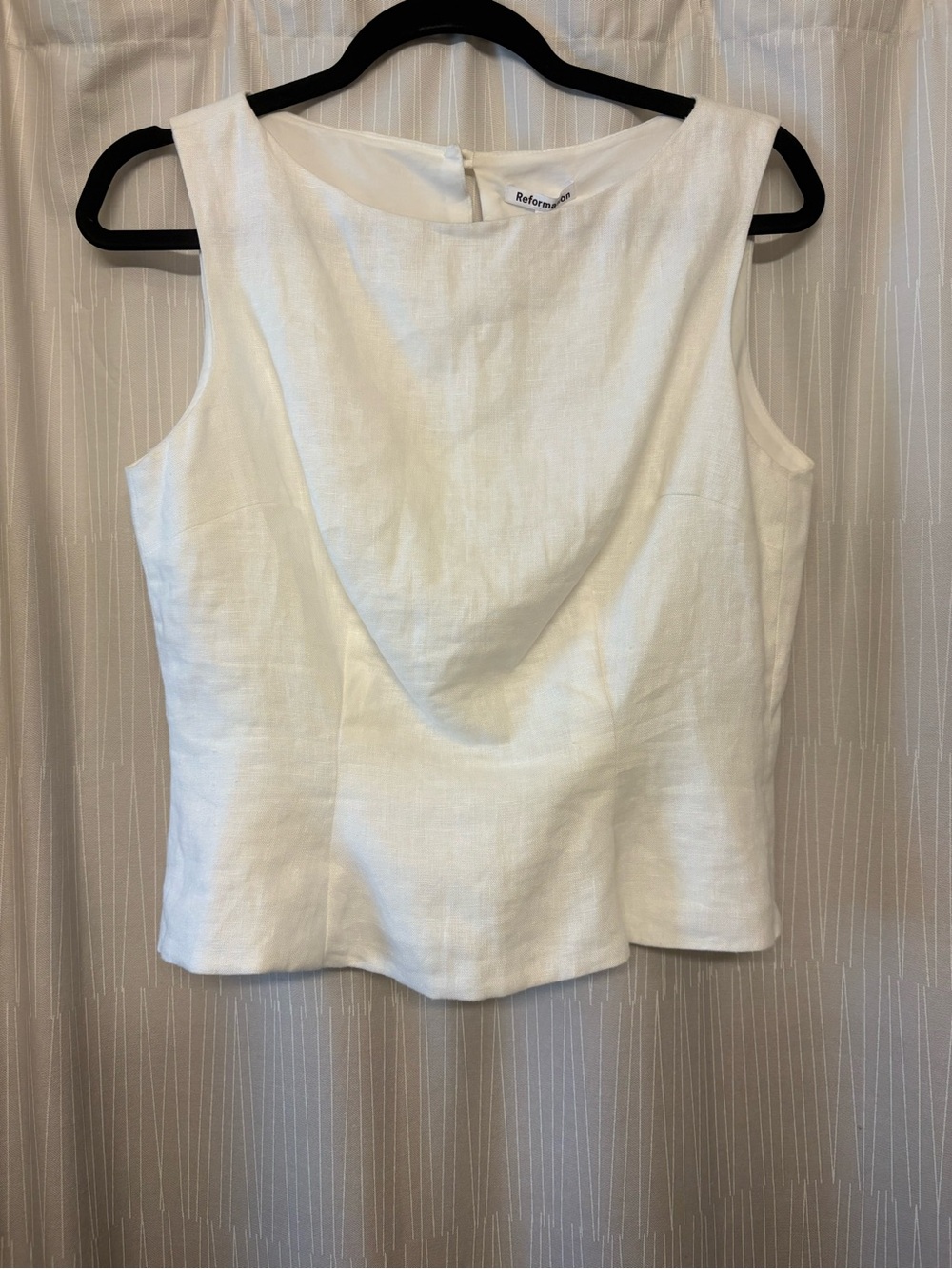 Reformation White Sleeveless Linen-Blend Camisole